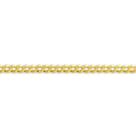 10, 14 Karat Yellow Gold Hollow Curb 3.0 mm Italian Bracelet