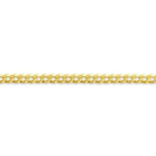 10, 14 Karat Yellow Gold Hollow Curb 3.0 mm Italian Bracelet