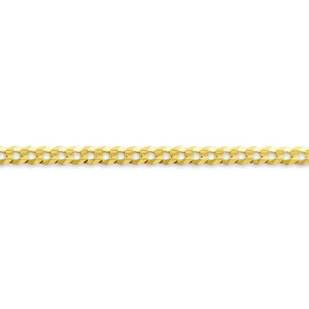 10, 14 Karat Yellow Gold Hollow Curb 3.0 mm Italian Bracelet