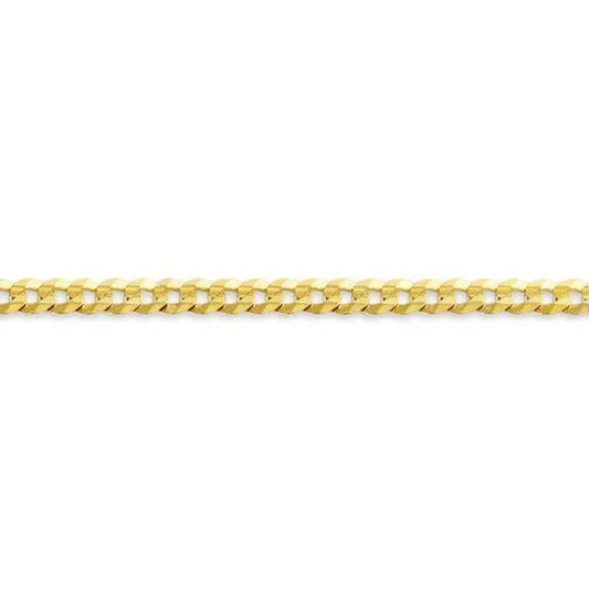 10, 14 Karat Yellow Gold Hollow Curb 3.0 mm Italian Bracelet