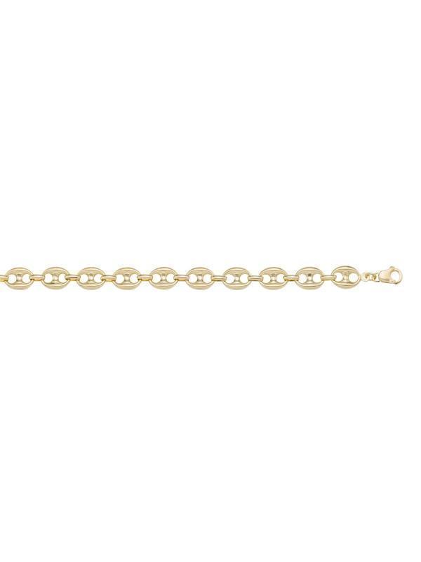 10, 14 Karat Yellow Gold Hollow Puffed Anchor 5.0 mm Italian Bracelet