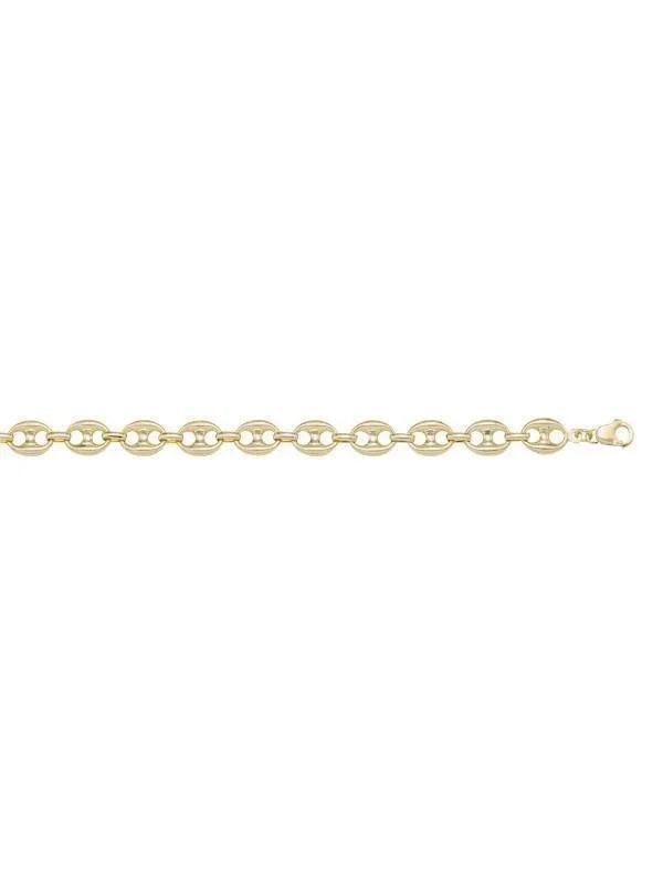 10, 14 Karat Yellow Gold Hollow Puffed Anchor 5.0 mm Italian Bracelet