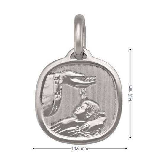 10, 14, 18 Karat White Gold Solid Baptism Medalion