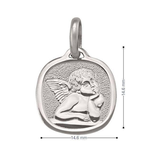 10, 14, 18 Karat White Gold Solid Angel Medalion