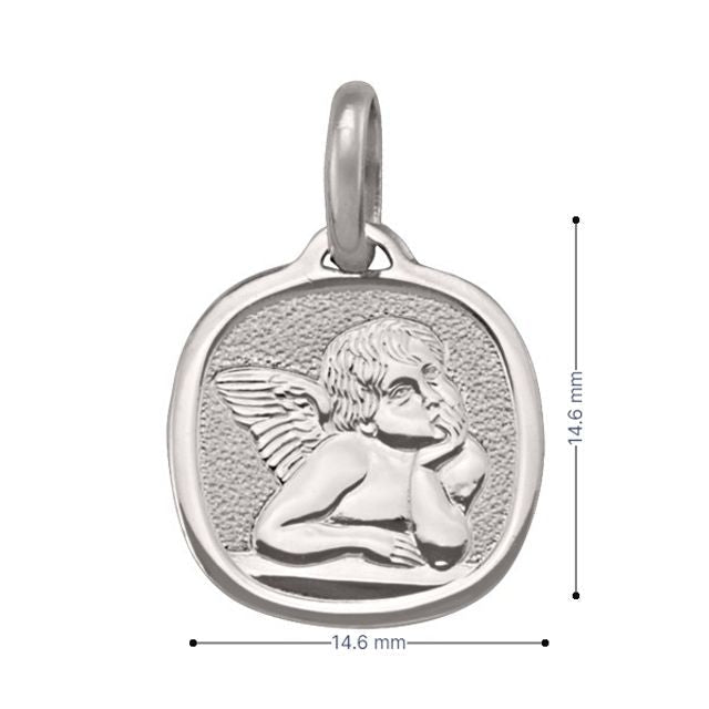 10, 14, 18 Karat White Gold Solid Angel Medalion