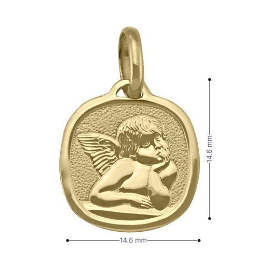 10, 14, 18 Karat Yellow Gold Solid Angel Medallion