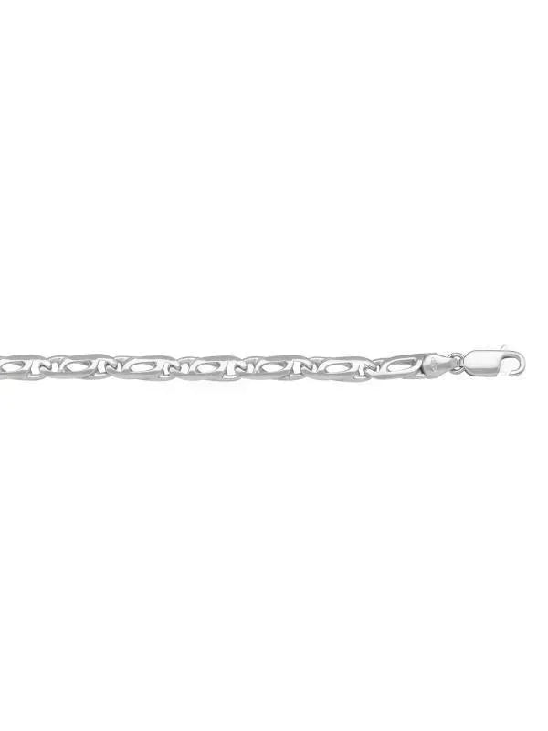 14 Karat White Gold Tiger Eye 3.5 mm Italian Bracelet