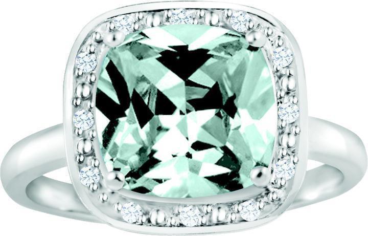 March Birthstone Ring with Diamond Accent set in Sterling Silver 8765039