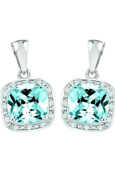 December Birthstone Earring with Diamond Accent set in Sterling Silver