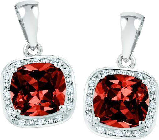 January Birthstone Earring with Diamond Accent set in Sterling Silver