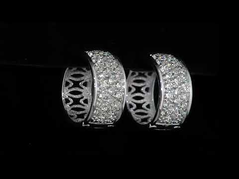 10K White Gold 4.00TDW Diamond Exquisite Hoop Earrings
