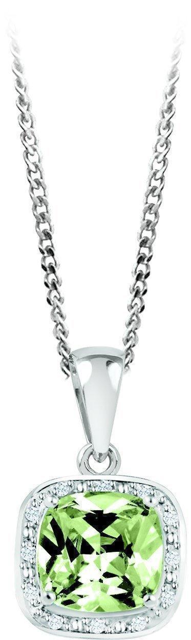 August Birthstone Pendant with Diamond Accent set in Sterling Silver