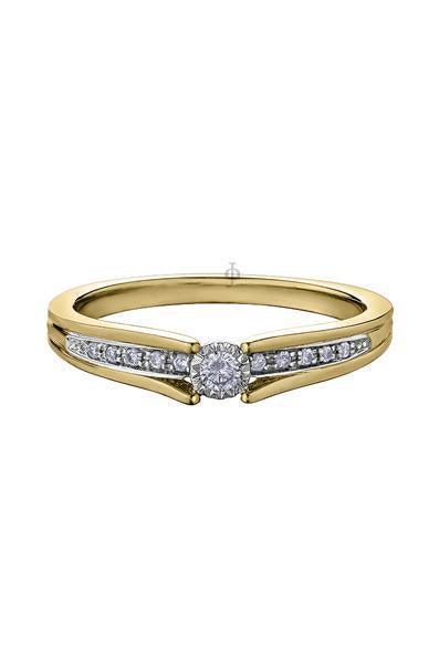 10K Yellow Gold 0.10TDW Diamond Illusion Set Promise Ring