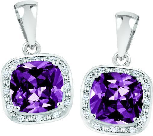June Birthstone Earring with Diamond Accent set in Sterling Silver