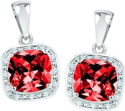 July Birthstone Earring with Diamond Accent set in Sterling Silver