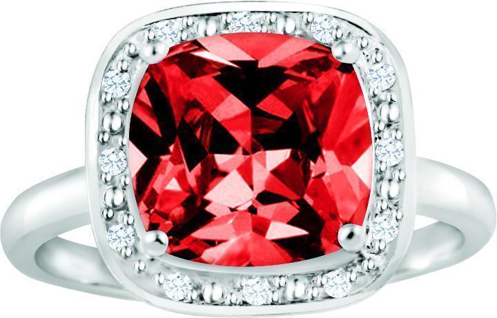 July Birthstone Ring with Diamond Accent set in Sterling Silver 8765079