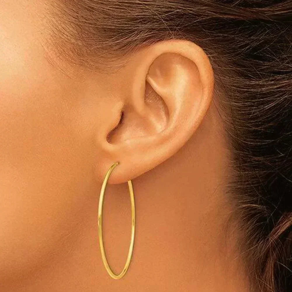 10K Yellow Gold 22mm Sleeper Earrings