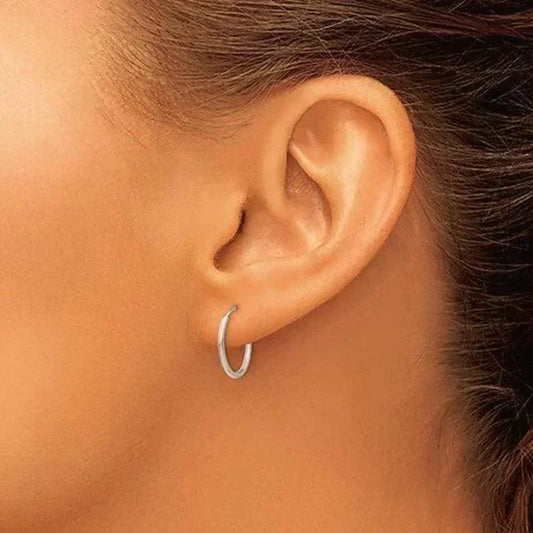 10K White Gold 12mm Sleeper Earrings