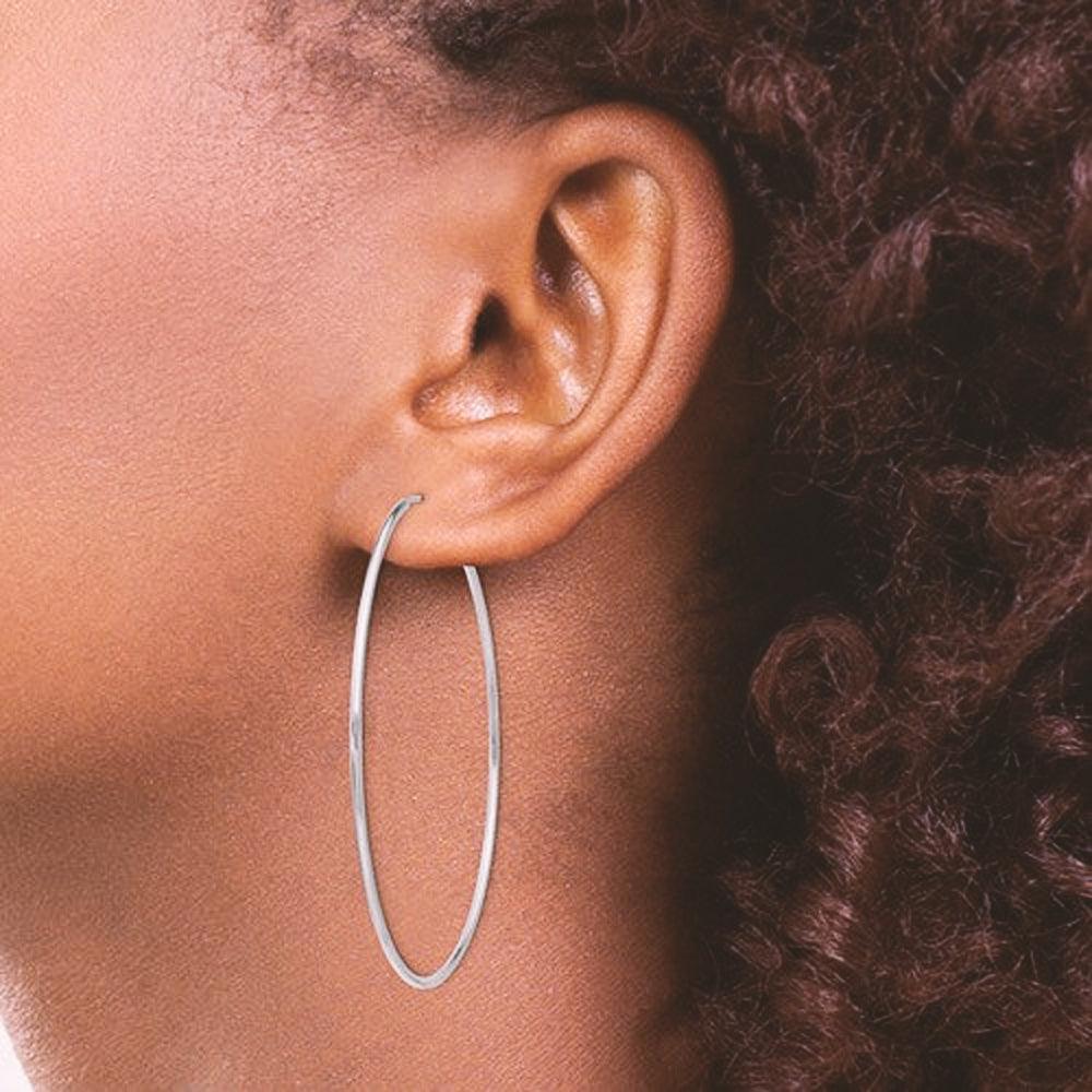 10K White Gold 42mm Sleeper Earrings
