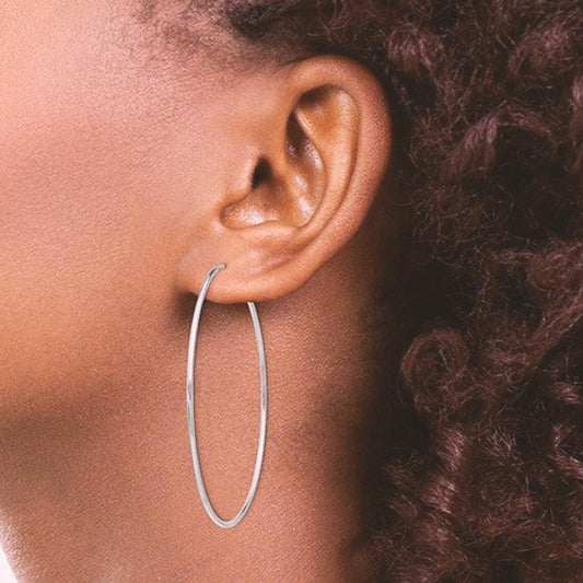10K White Gold 42mm Sleeper Earrings