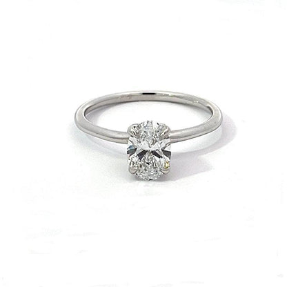 14K White Gold 1.0CT Lab Diamond Oval Engagement Ring