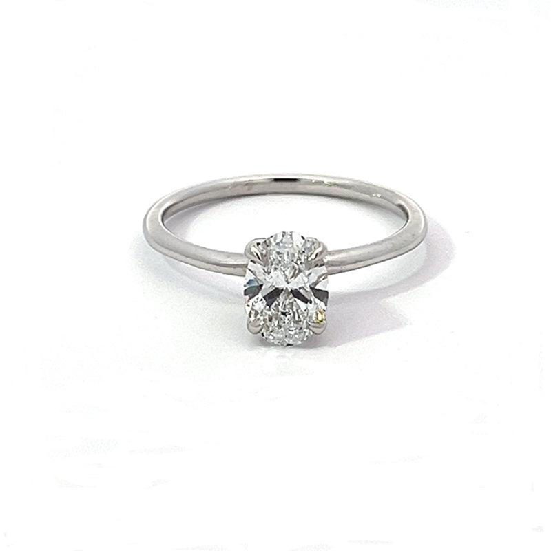 14K White Gold 1.0CT Lab Diamond Oval Engagement Ring