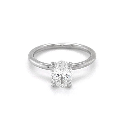 14K White Gold 1.00 Oval Lab Grown Solitaire Diamond Ring