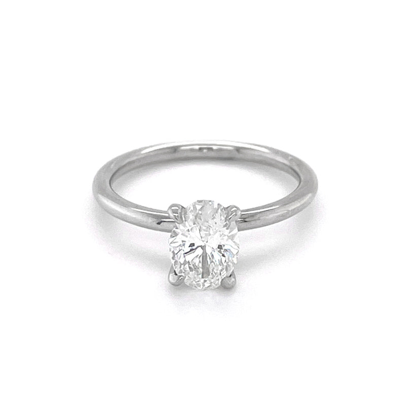 14K White Gold 1.0 Oval Lab Grown Solitaire Diamond Ring