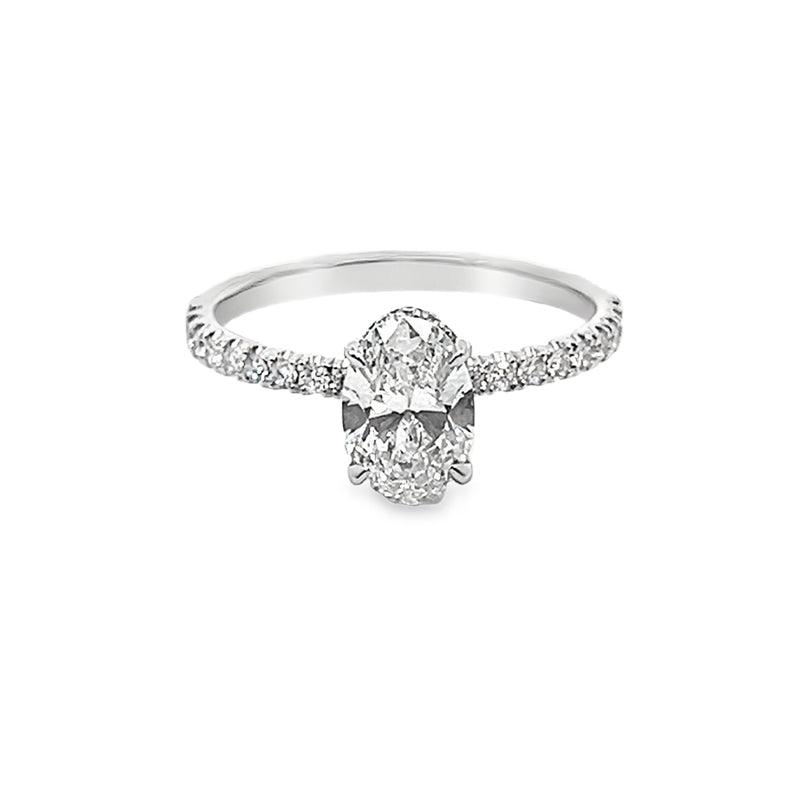 14K White Gold 1.37TDW Oval Lab Grown Diamond Engagement Ring