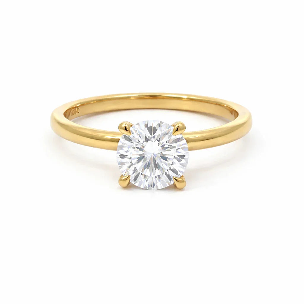 1.00 Carat Round Lab Grown Diamond Solitaire Ring in 14K Yellow Gold