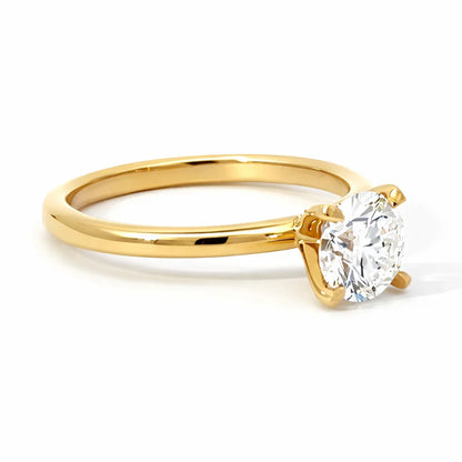 1.00 Carat Round Lab Grown Diamond Solitaire Ring in 14K Yellow Gold