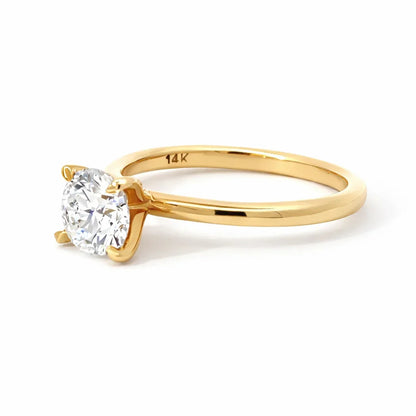 1.00 Carat Round Lab Grown Diamond Solitaire Ring in 14K Yellow Gold