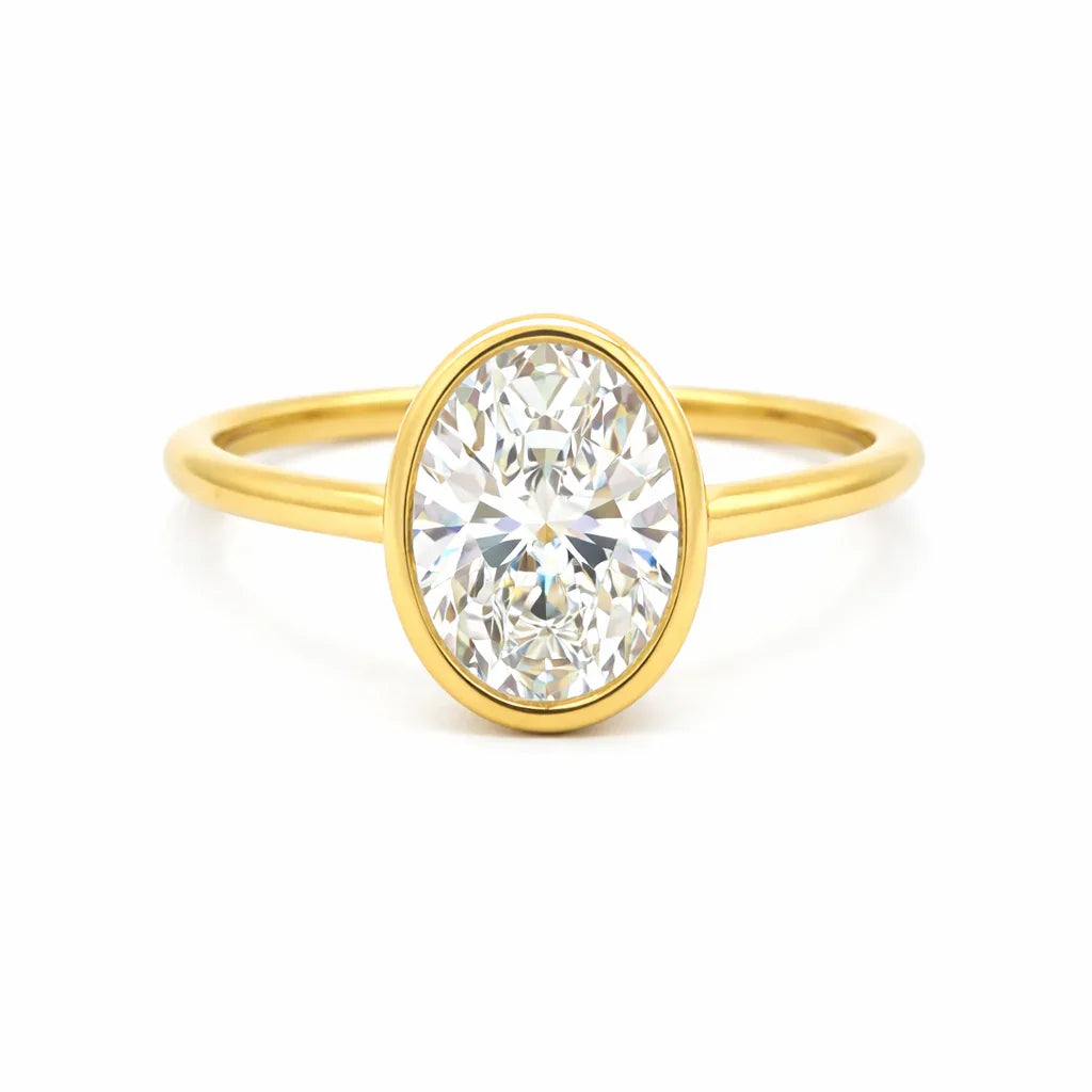 1.51 CT Oval Lab Grown Diamond Solitaire Ring in 14K Yellow Gold