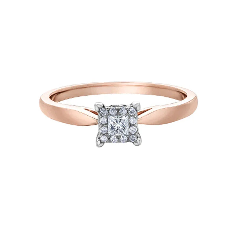 10K Rose Gold 0.13TDW Diamond Halo Ring
