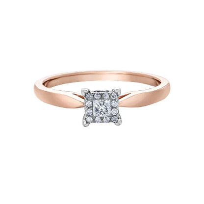 10K Rose Gold 0.13TDW Diamond Halo Ring