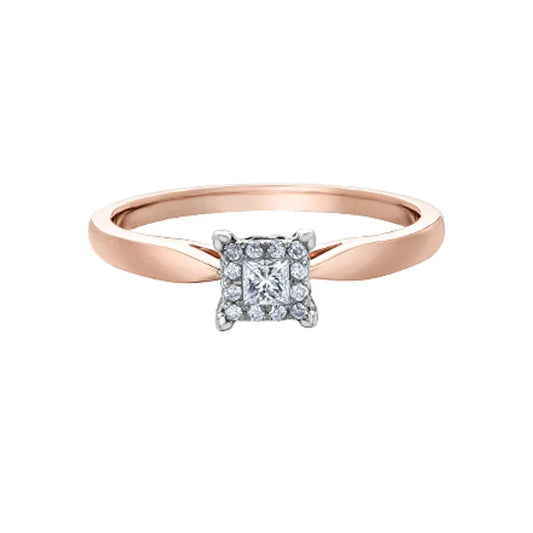 10K Rose Gold 0.13TDW Diamond Halo Ring