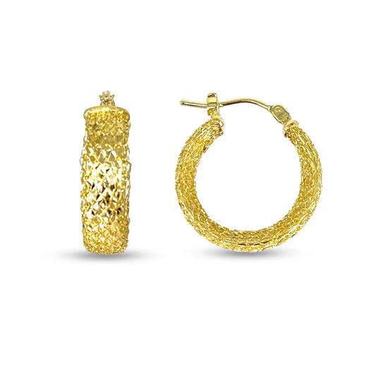 10K Yellow Gold Mesh Hoop Earrings