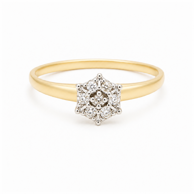 10K Yellow Gold 0.02CT Cluster Diamond Ring