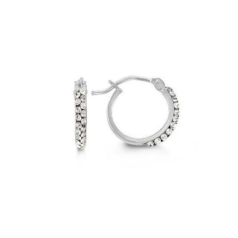 10K White Gold Cubic Zirconia Hoop Earrings