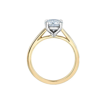 1.00CT Round Lab Grown Diamond Solitaire Ring in 14K Yellow & White Gold