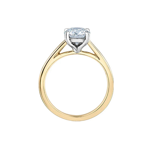 1.00CT Round Lab Grown Diamond Solitaire Ring in 14K Yellow & White Gold