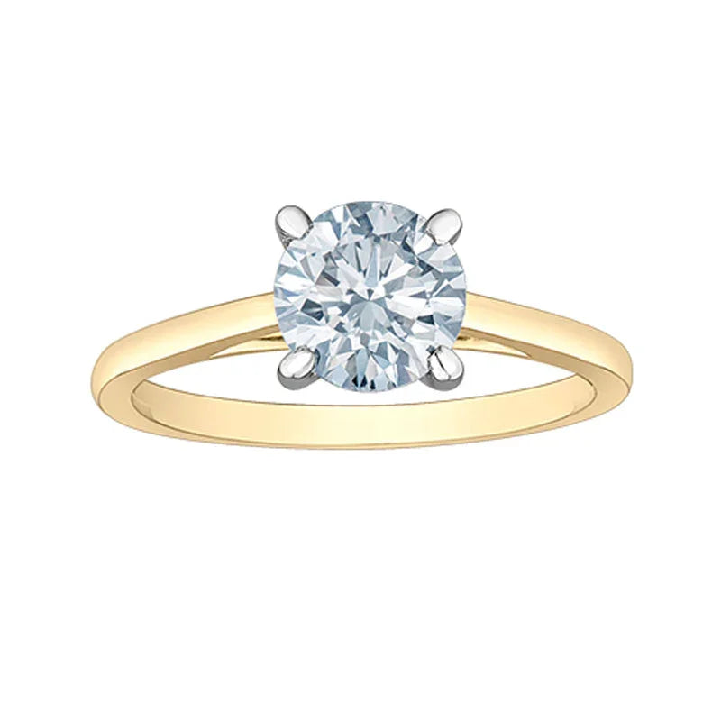 1.00CT Round Lab Grown Diamond Solitaire Ring in 14K Yellow & White Gold