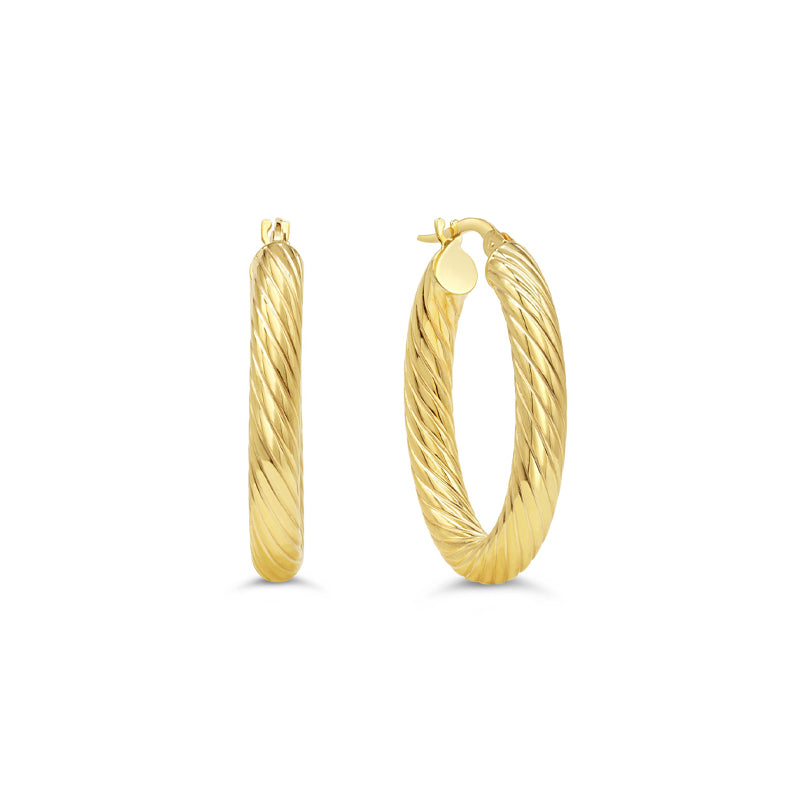 10K Yellow Gold Oval Tube Hoop Earrings