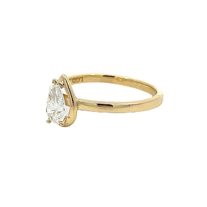 0.50CT Lab Grown Diamond Pear Shape Ring in 10K Yellow Gold
