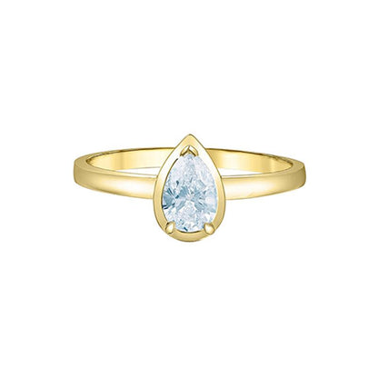 0.50CT Lab Grown Diamond Pear Shape Ring in 10K Yellow Gold
