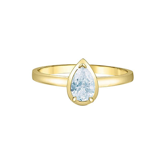 0.50CT Lab Grown Diamond Pear Shape Ring in 10K Yellow Gold