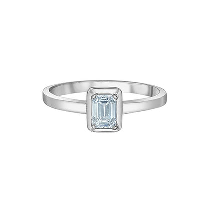 10K White Gold 0.50CT Lab Grown Diamond Emerald Cut Ring