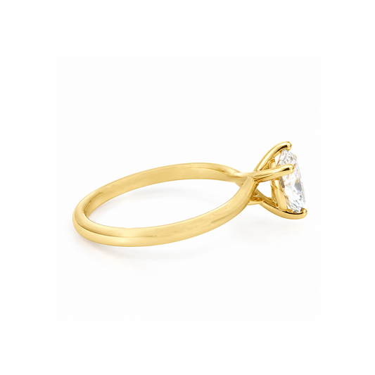 1.50CT Lab Diamond Pear Solitaire Ring with Infinity Shank in 14K Yellow Gold