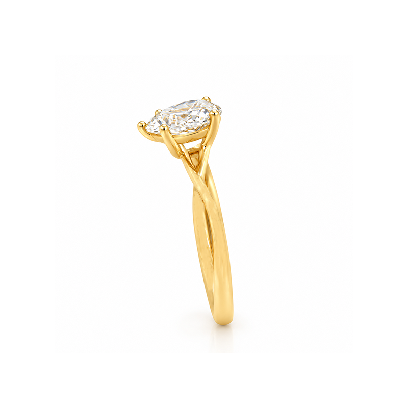 1.50CT Lab Diamond Pear Solitaire Ring with Infinity Shank in 14K Yellow Gold