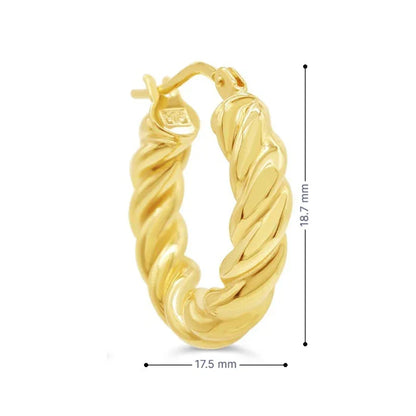 10K Yellow Gold Twisted Hoop Earrings